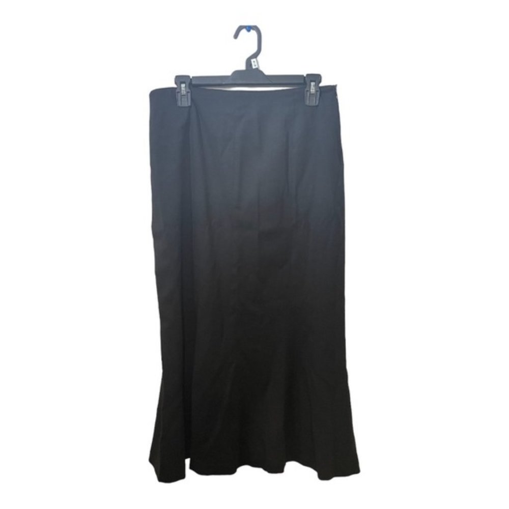 Vintage Jones  York 100% Wool Maxi Skirt Petit Black Side Zip Size 14P